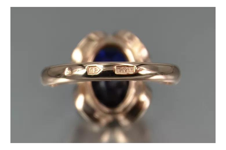 Пръстен Винтидж стил Сапфир Оригинално ретро 14k розово злато vrc206r